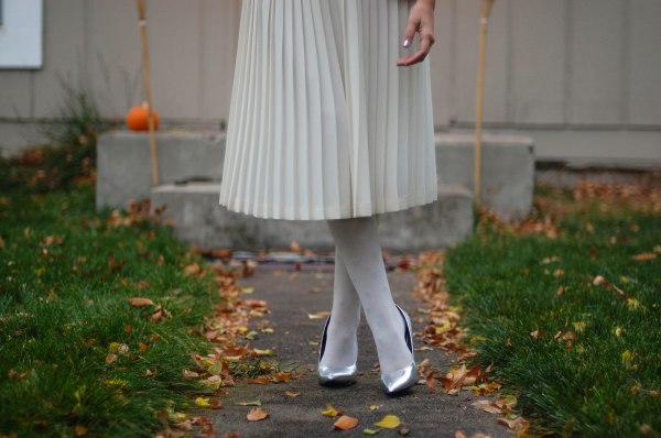 Silver Pumps and Midi Skirt